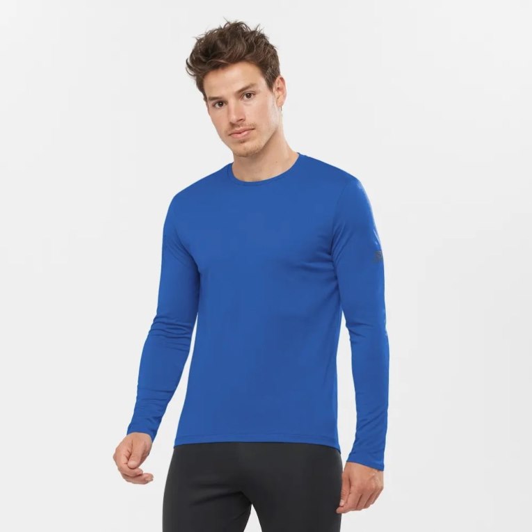 Camiseta Salomon Agile Long Sleeve Hombre Azules | MX NVKW906